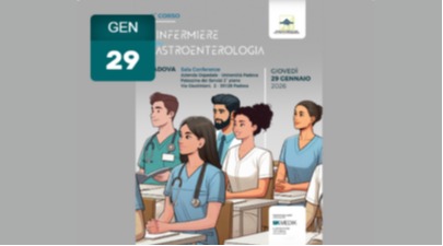 titolo + date evento  + immagine di un gruppo di persone ad un corso - stile fumetto