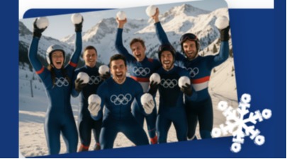 gruppo di persone felici in gruppo durante le prove olimpiche a Cortina