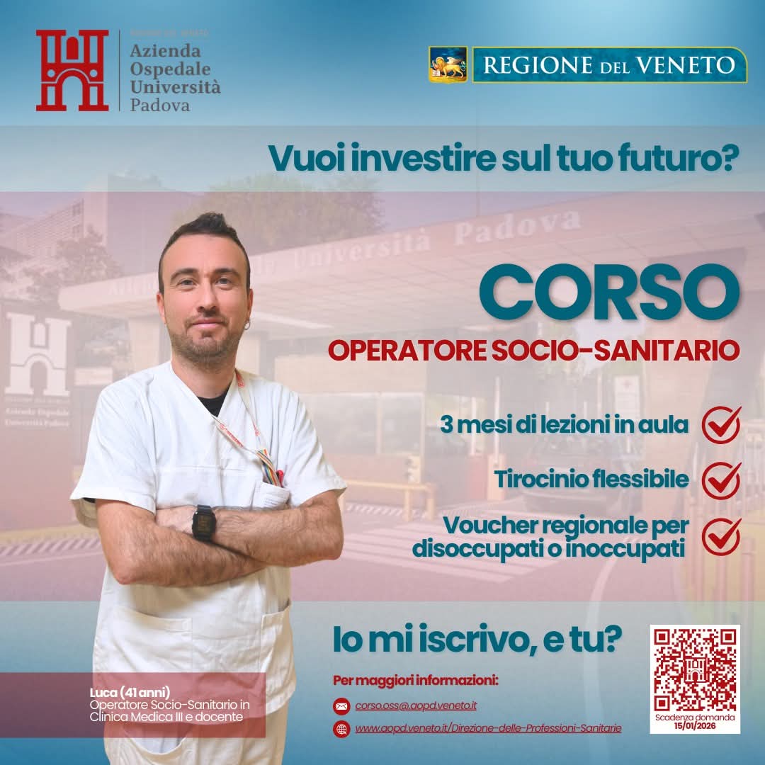 Uomo in divisa sanitaria e testo