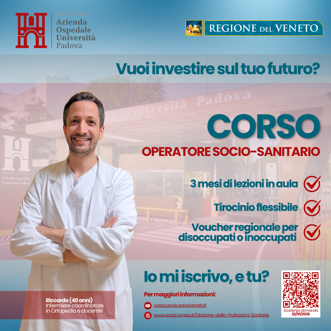 Uomo in divisa sanitaria e testo