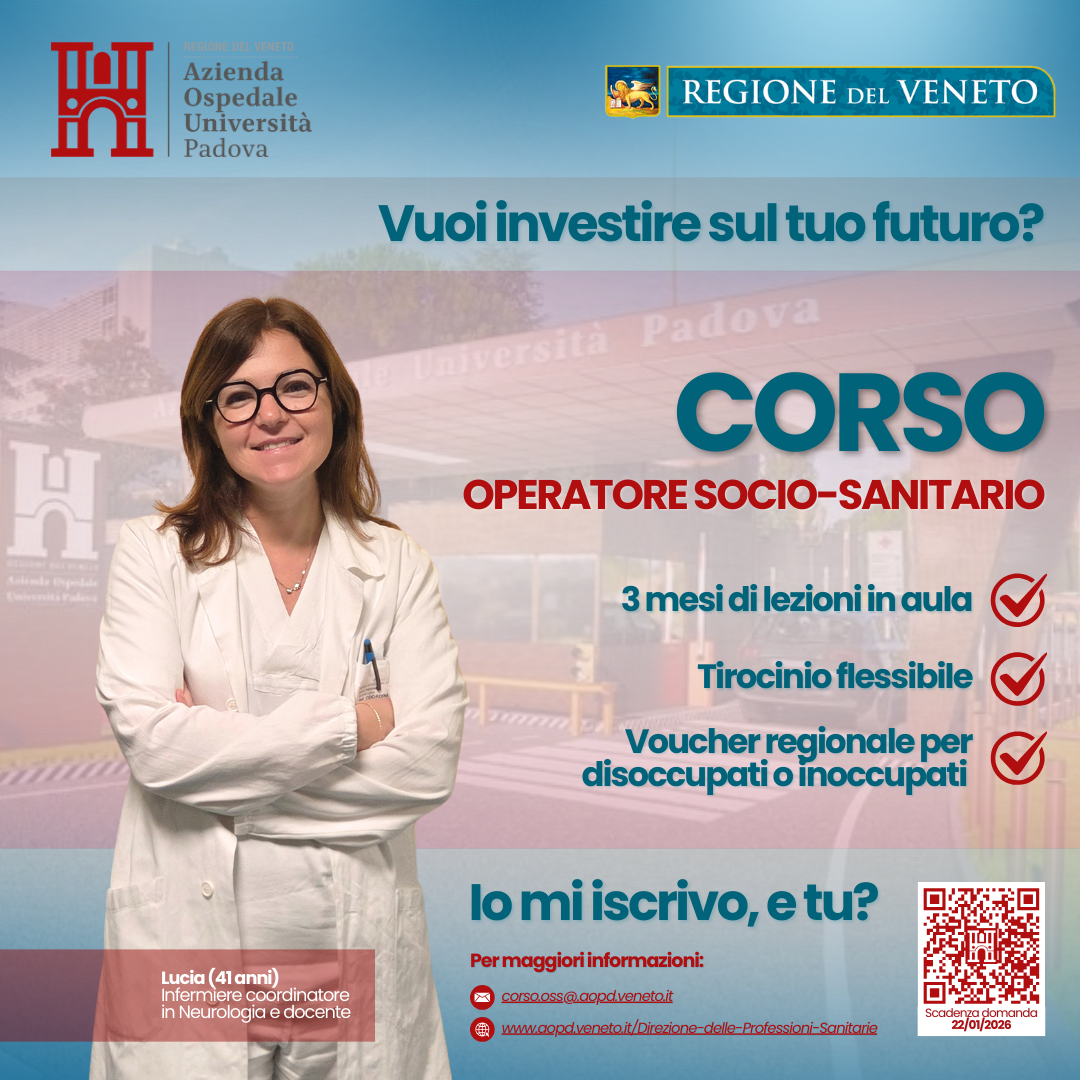 donna in divisa sanitaria e testo