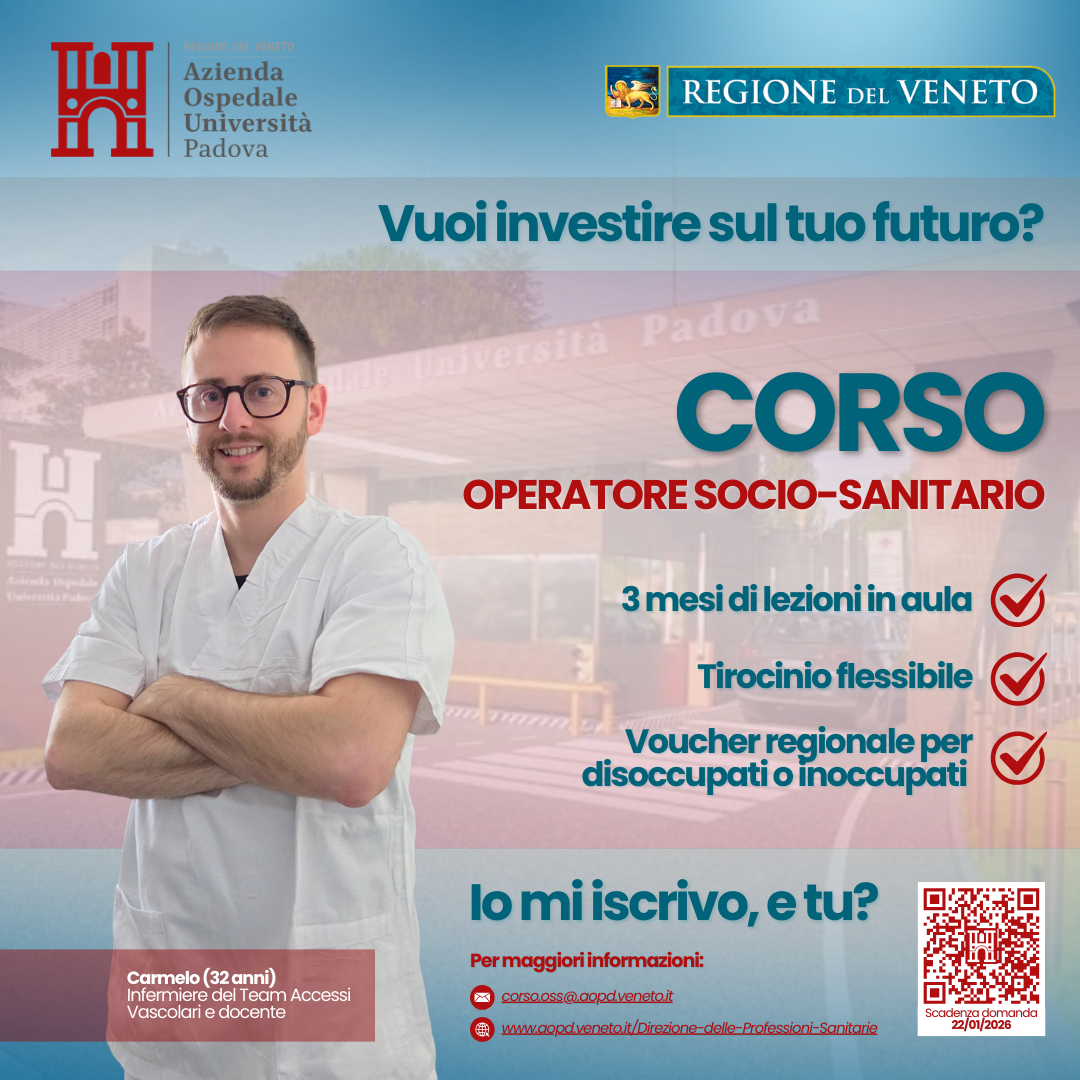 Uomo in divisa sanitaria e testo