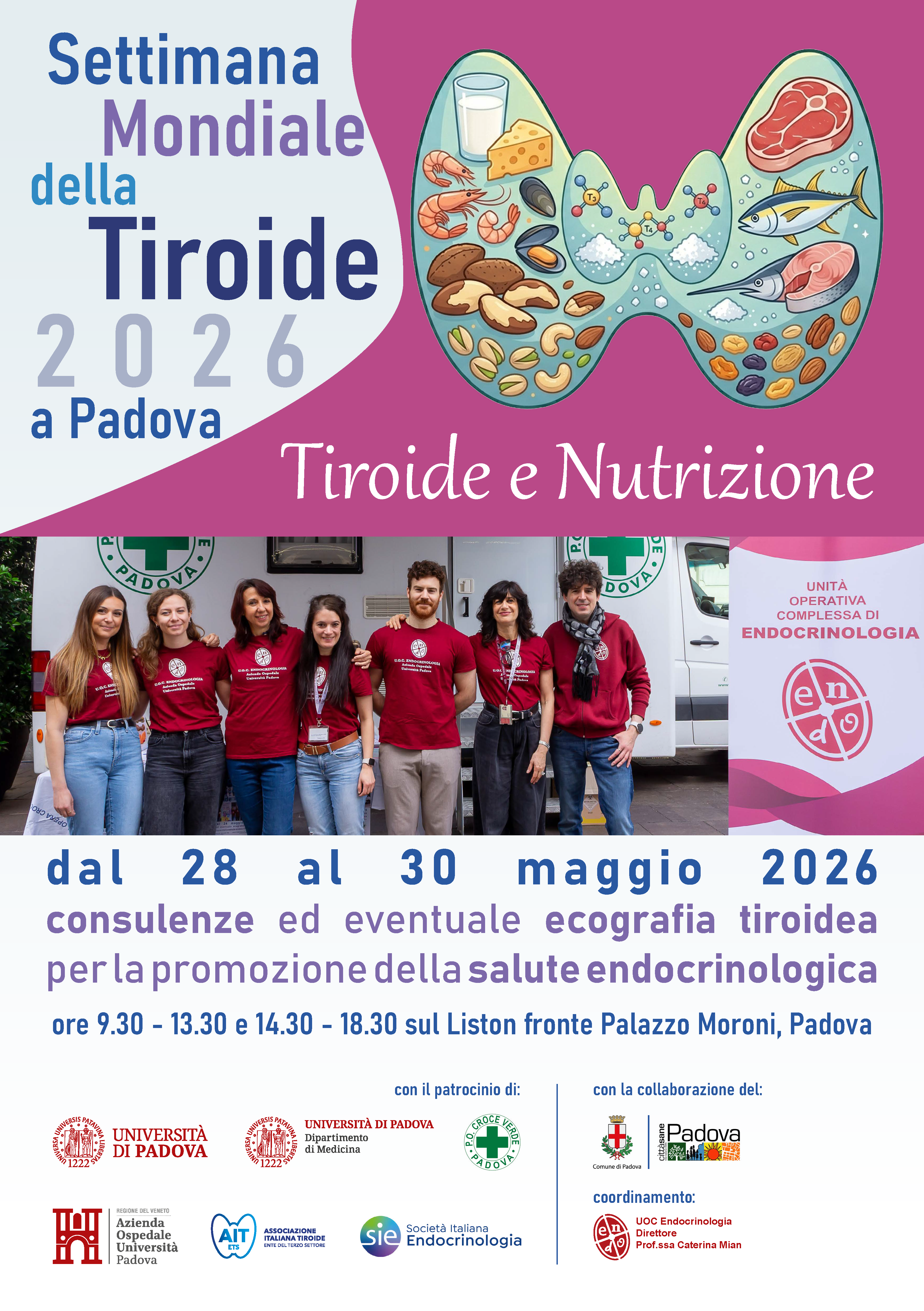 Tiroide disegnata con foto operatori e testo - vedi info nel contenuto della comunicazione